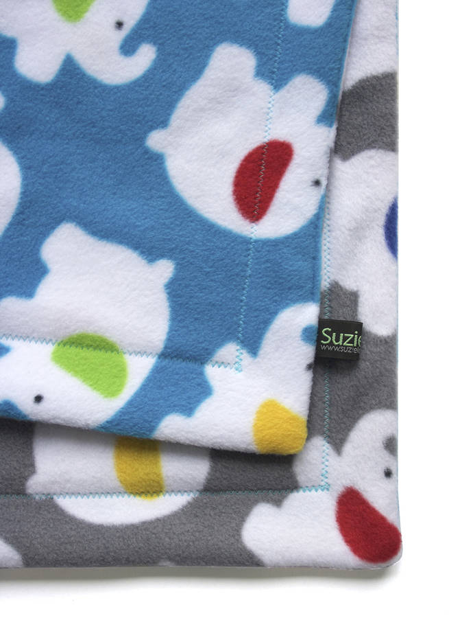 Fleece Blue Elephant Baby Blanket By Suzielou Textiles ...