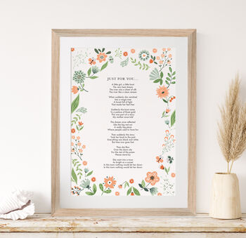 Personalised Floral Poem, Song, Favourite Words Print, 2 of 7