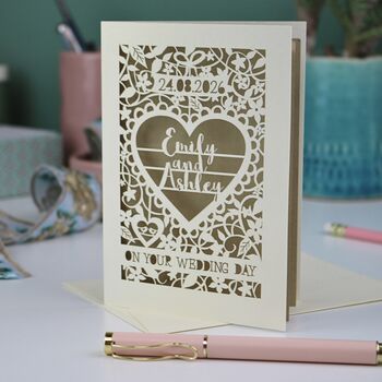 Personalised Papercut 'On Your Wedding Day' Card, 3 of 10