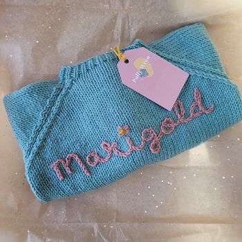 Hand Knitted Matching Sibling Name Jumpers, 4 of 11