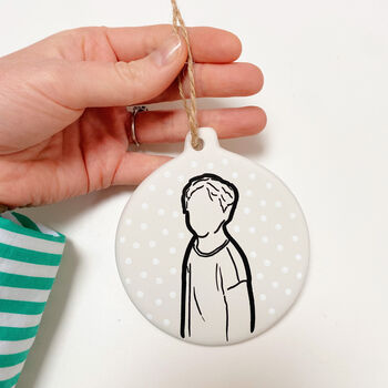 Hand Painted Personalised Portrait Christmas Bauble, 6 of 8
