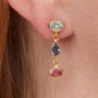 Multicoloured Tourmaline Gold Plated Silver Studs, thumbnail 1 of 9