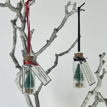 Tiny Christmas Tree In A Bottle Personalised Bauble, 10 of 12