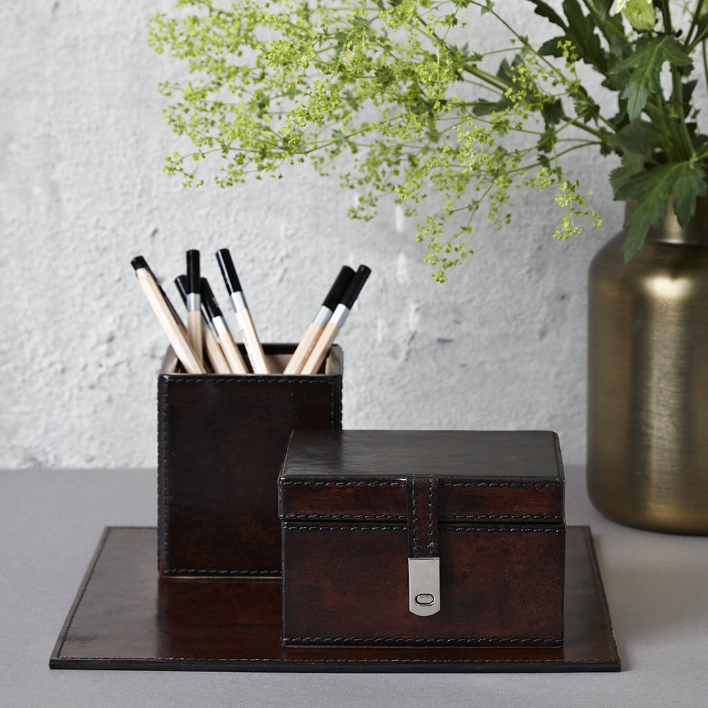 Leather Desk Set Small By Life Of Riley | notonthehighstreet.com
