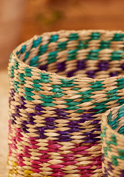 Check Seagrass Basket, 4 of 4