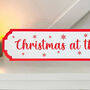 Personalised Red And White Snowflake Christmas Sign Decoration, thumbnail 5 of 5