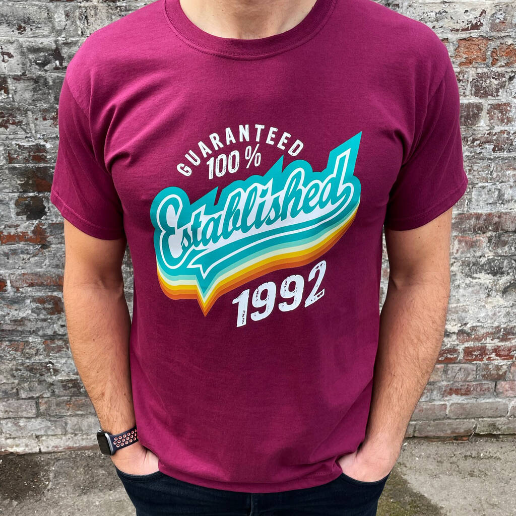 Established 1992/93' 30th Birthday Gift T Shirt By Good Time Gifts |  notonthehighstreet.com
