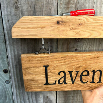 Engraved Hanging Oak Sign Post, 9 of 12