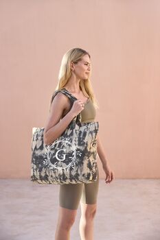 Personalised Tie Dye Canvas Tote Bag, Monogram Initial, 2 of 6