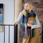 Colour Block Chunky Squares Check Blanket Scarf, thumbnail 1 of 12