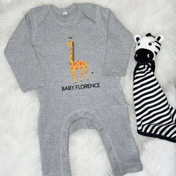 Giraffe Personalised Jungle Rompersuit, 2 of 5