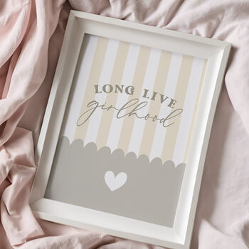 Beige Long Live Girlhood Nursery Print, 7 of 9