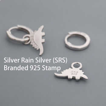 Sterling Silver Dinosaur Dangle Hoop Earrings, 2 of 12