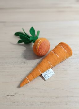 Handmade Felt Carrot With Removable Top: Pretend Play Food, Montessori Inspired, Ukca/Ce Tested, 2 of 4