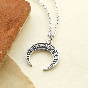 Sterling Silver Ankara Moon Necklace, 4 of 5