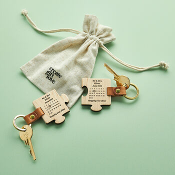 Personalised Wooden Wedding Keyring Set, 5 of 6