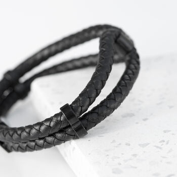 Personalised Men's Iconic Dual Leather Bracelet, 11 of 12