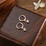 Sterling Silver Delicate Cz Star Huggie Hoop Earrings, thumbnail 5 of 10