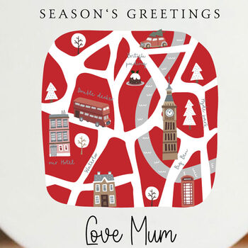 Personalised Red Christmas Bauble With London Design Keepsake Gift, 5 of 5