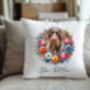 Personalised German Wirehaired Pointer Summer Floral Dog Wreath Cushion And Mug Gift Bundle, thumbnail 4 of 4