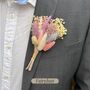 Pastel Pink And Purple Dried Flower Buttonhole, thumbnail 2 of 3