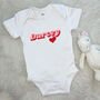 Personalised Babygrow With Retro Pink And Red, thumbnail 1 of 2