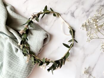 Preserved Eucalyptus And Baby’s Breath Hair Crown, 5 of 12