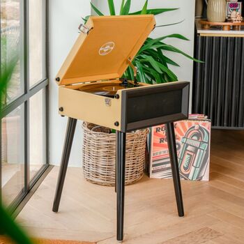 Retro Record Player On Legs With Bluetooth And Radio, 3 of 11