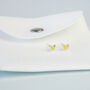 Sterling Silver And Gold Tiny Butterfly Stud Earrings, thumbnail 4 of 5