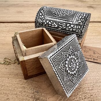 Small Trinket Boxes Set Of Two Silver Boho Box, 2 of 8
