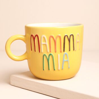 Yellow Embossed Mamma Mia Ceramic Mug, 2 of 2