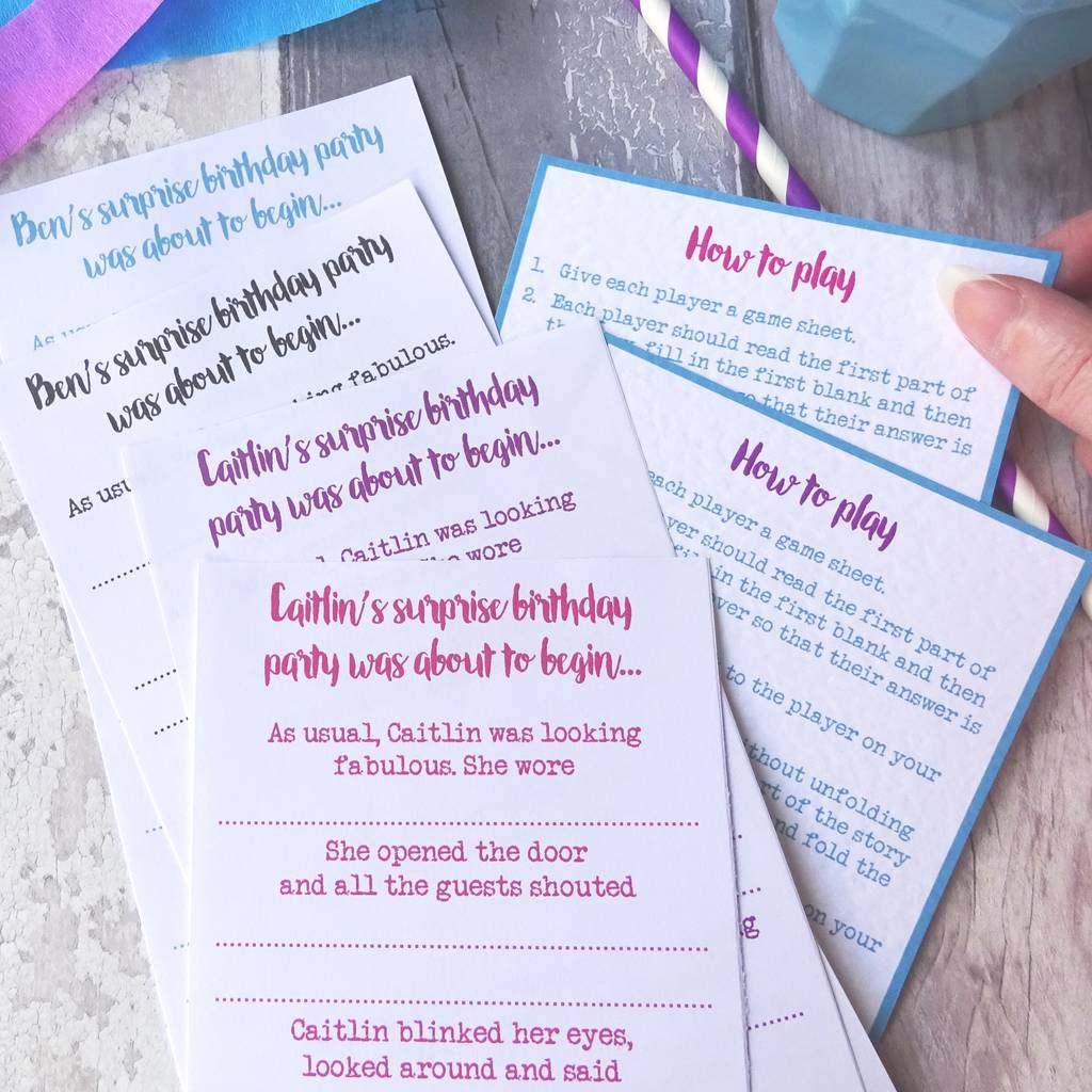 personalised birthday party game by paperbuzz notonthehighstreetcom
