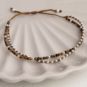Sterling Silver Double Gemstone Friendship Bracelet, 8 of 11