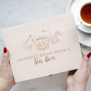 Personalised Wooden Tea Box For Grandad, 5 of 5