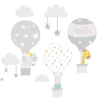 Grey Hot Air Balloon Fabric Wall Stickers, 2 of 4
