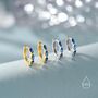 Sapphire Blue Marquise Cz Huggie Hoop Sterling Silver, thumbnail 2 of 12