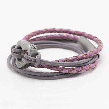 Woman's Personalised Pink Wrap Leather Remembrance Bracelet For Ashes, 3 of 10