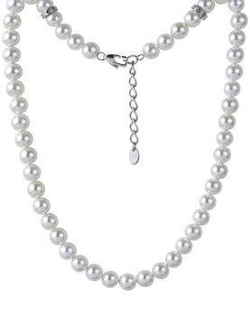 Men's 10mm Shell Pearl Necklace Silver Clasp, 6 of 8