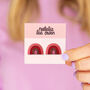 Rainbow Small Stud Earrings In Red Mirror, thumbnail 2 of 4