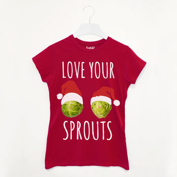 Love Your Sprouts Womens Christmas T Shirt, 2 of 3