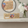 Solid Oak Memorial Photo And Angel Wings Triple Candle Tealight Holder, thumbnail 1 of 3