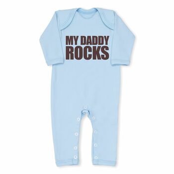 Newborn Sleepsuit, My Daddy Rocks, Cotton Babygrow, 2 of 2