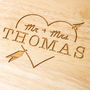 Personalised Round Wooden Wedding Cutting Board, thumbnail 3 of 6