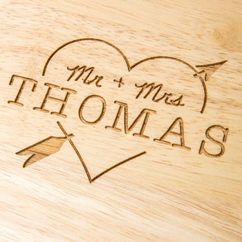 Personalised Round Wooden Wedding Cutting Board, 3 of 6