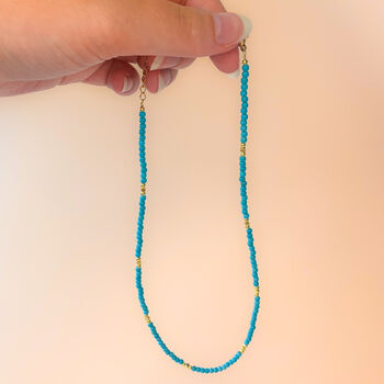 Turquoise Beaded Gold Necklace, 5 of 8