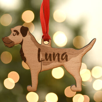 Border Terrier Personalised Dog Wooden Decoration, 4 of 7
