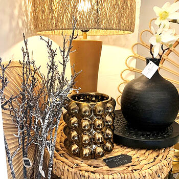 Bronze Bobble Ceramic Vase Hurricane Lantern, 2 of 5