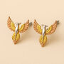 Gold Plated Sterling Silver Phoenix Stud Earrings, thumbnail 1 of 5