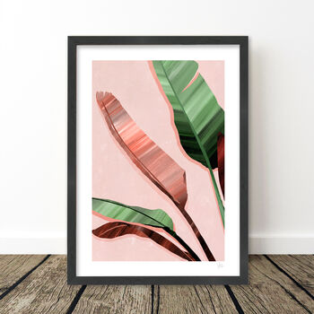 Pink And Green Banana Leaf Art Print, 7 of 8