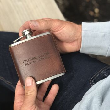 Personalised Leather Hip Flask, Shooting Accessory, 3 of 9